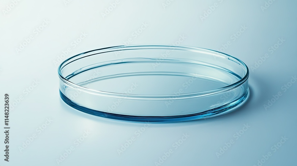 Clear Glass Petri Dish on Soft Blue Background for Laboratory, Scientific Research, Medical Applications, and Biological Experiments Illustration Clear Glass Petri Dish on Soft Blue Background for Laboratory, Scientific Research, Medical Applications, and Biological Experiments Illustration