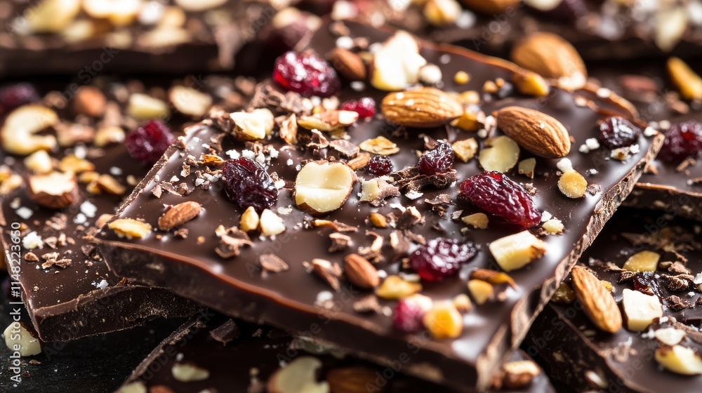 Artisan Dark Chocolate Bar with Almonds, Cranberries, and Sea Salt Artisan Dark Chocolate Bar with Almonds, Cranberries, and Sea Salt