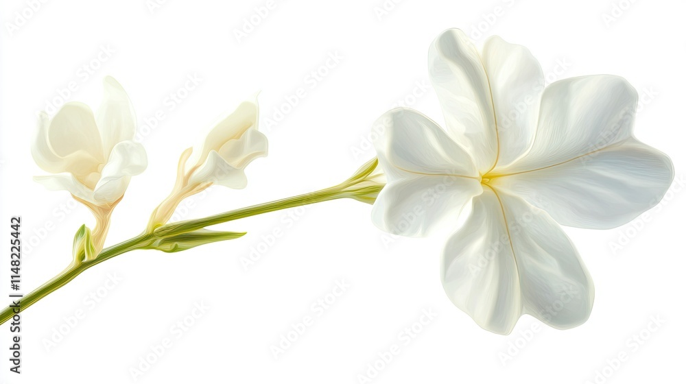 Fototapeta premium Elegant white flower with delicate petals and soft background, showcasing natural beauty and simplicity, perfect for floral arrangements and decorative purposes
