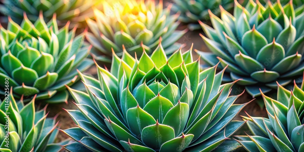 Vibrant Green Succulents Basking in Golden Sunlight A Close-Up View of a Lush Garden Vibrant Green Succulents Basking in Golden Sunlight A Close-Up View of a Lush Garden