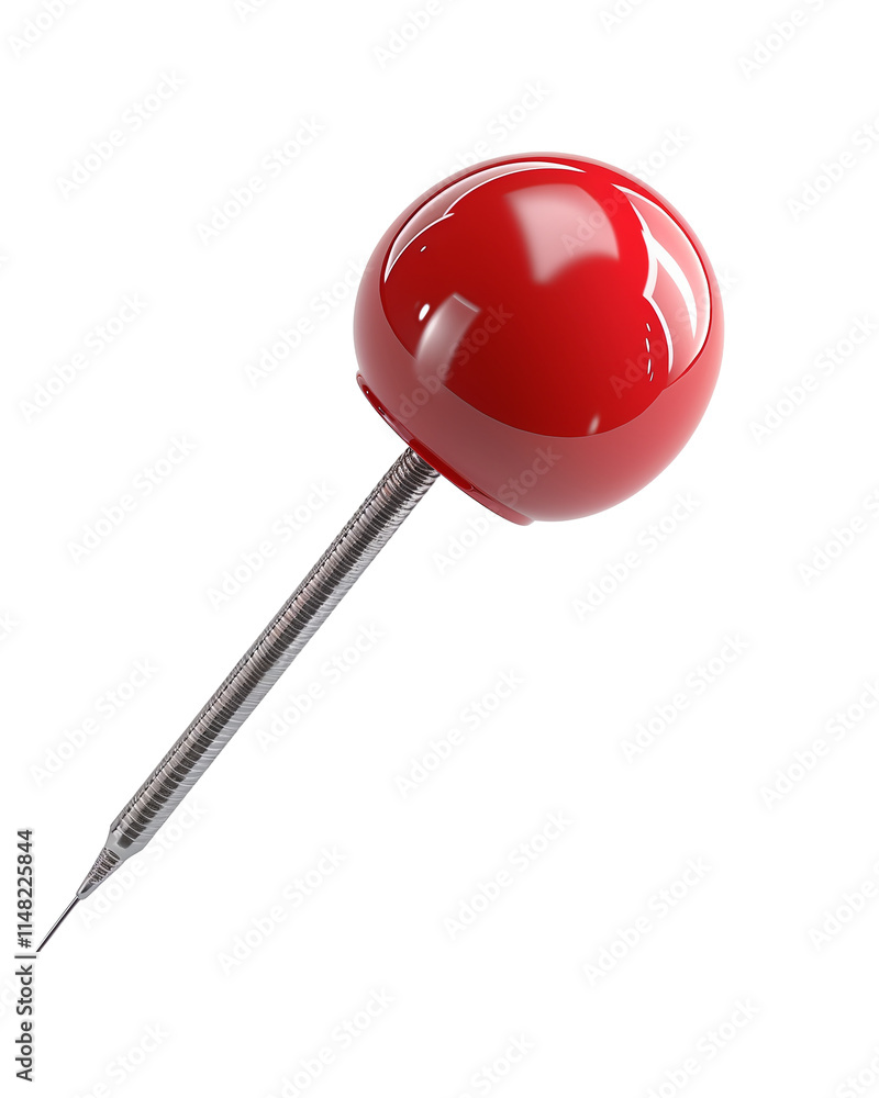 glossy red push pin on Transparent Background glossy red push pin on Transparent Background