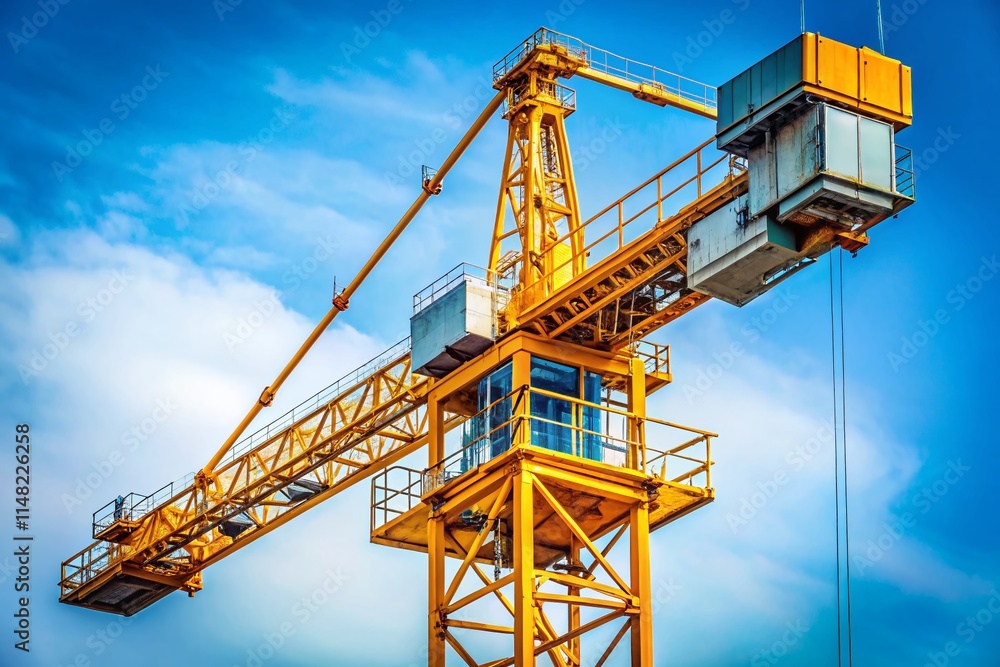 Minimalist Construction Crane White Background Photography - Clean Industrial Image Minimalist Construction Crane White Background Photography - Clean Industrial Image
