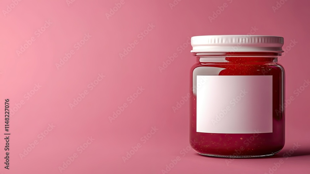A jar of homemade fruit jam sits elegantly against a soft pink background, showcasing its vibrant color and inviting texture, perfect for culinary inspiration and decor. A jar of homemade fruit jam sits elegantly against a soft pink background, showcasing its vibrant color and inviting texture, perfect for culinary inspiration and decor.