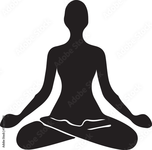 Yoga silhouette vector art illustration. Yoga vector icon.