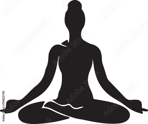 Yoga silhouette vector art illustration. Yoga vector icon.