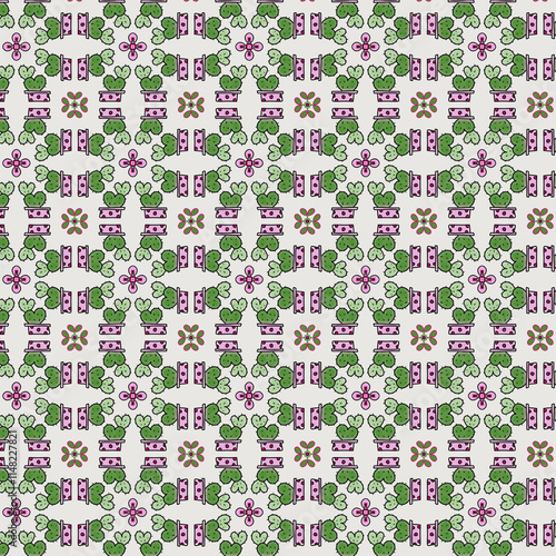 Colorful Floral and Geometric Seamless Pattern