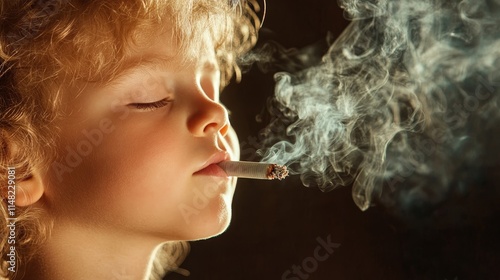 Young child smoking a cigarette highlighting public health risks, anti-smoking campaigns, and awareness efforts