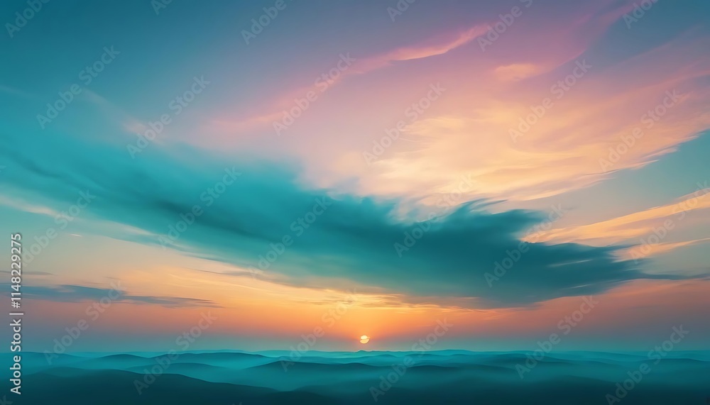 Serene Sunset Over Misty Mountain Ranges Serene Sunset Over Misty Mountain Ranges