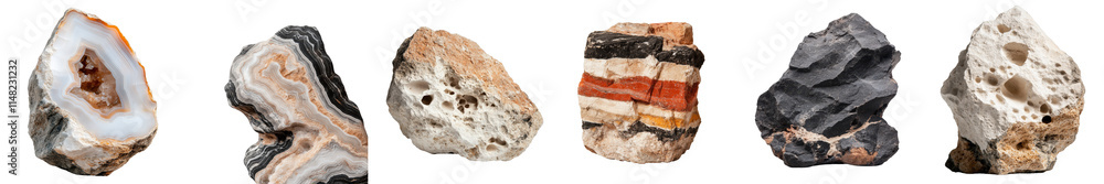 Collection of Vibrant Natural Stones Displayed in a Creative Arrangement on a White Background Collection of Vibrant Natural Stones Displayed in a Creative Arrangement on a White Background