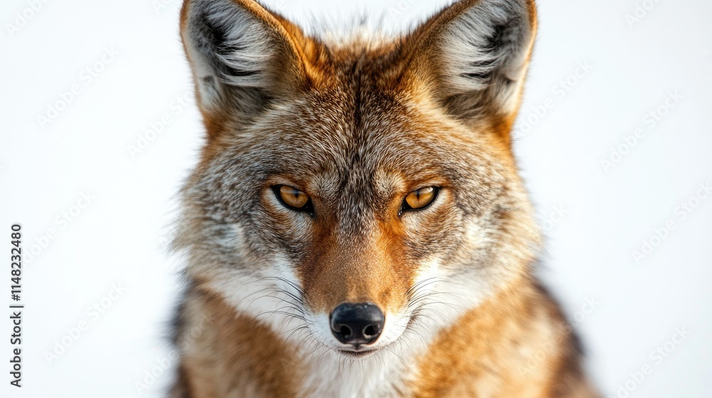 Fototapeta premium Close-up of a Cunning Coyote with Intense Eyes Showcasing the Beauty and Fierceness of Wildlife in its Natural Habitat