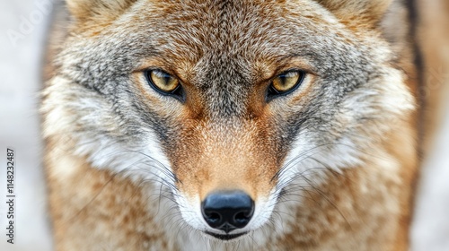 Captivating Close-Up of a Coyote in Natural Habitat, Showcasing Intense Gaze and Striking Fur Patterns, Highlighting Wildlife and the Beauty of Nature