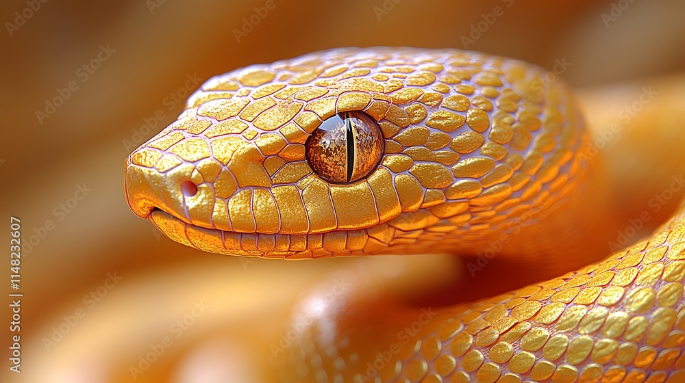 Fototapeta premium Close-Up of a Yellow Snake.