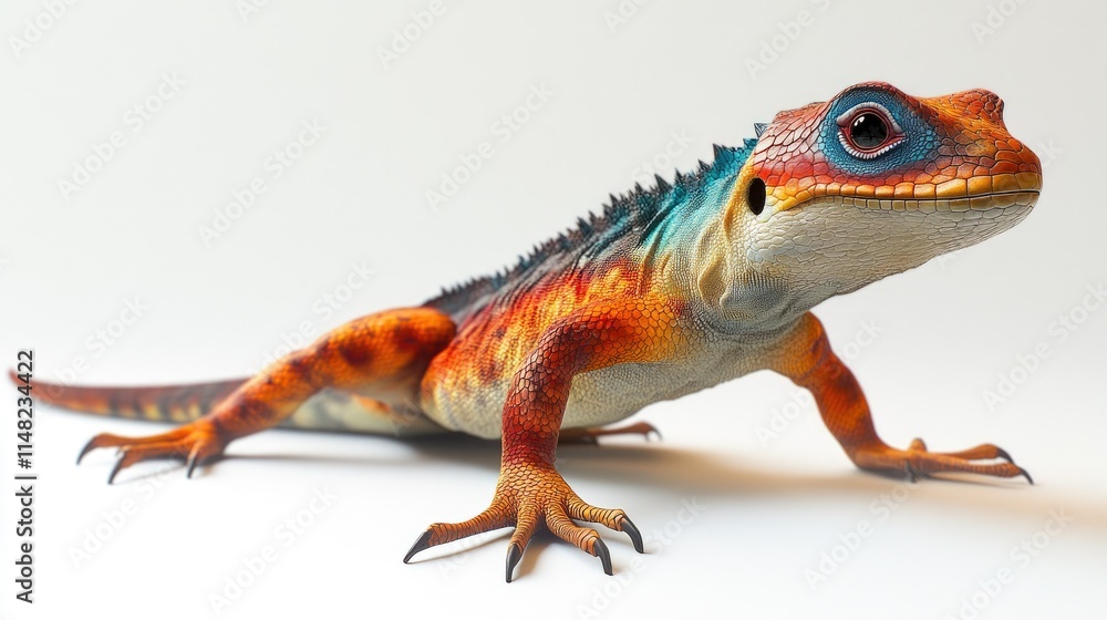 Fototapeta premium Colorful Fantasy Lizard with Vibrant Patterns and Textures Showcasing Intricate Details in a Studio Setting for Creative Projects and Illustrations