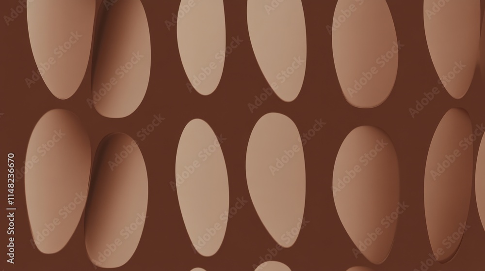 Fototapeta premium PANTONE 17-1230 Mocha Mousse Minimalist 3D Pattern Wallpaper Design