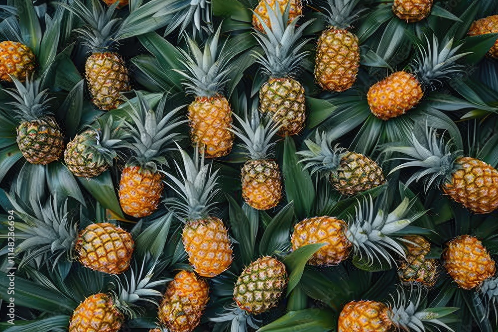 Lush Green Pineapple Plantation Abundant Harvest Lush Green Pineapple Plantation Abundant Harvest