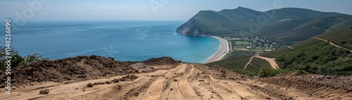 Scenic coastal view overlooking beach serene bay landscape photography natural environment elevated perspective tranquility