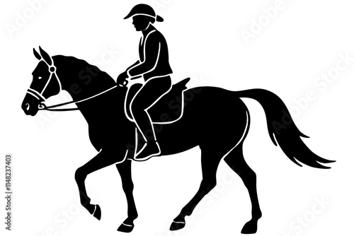 A person riding a horse vector silhouette