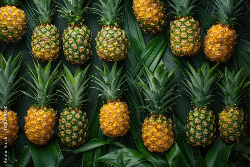 Lush Green Pineapple Pattern Tropical Fruit Display Lush Green Pineapple Pattern Tropical Fruit Display