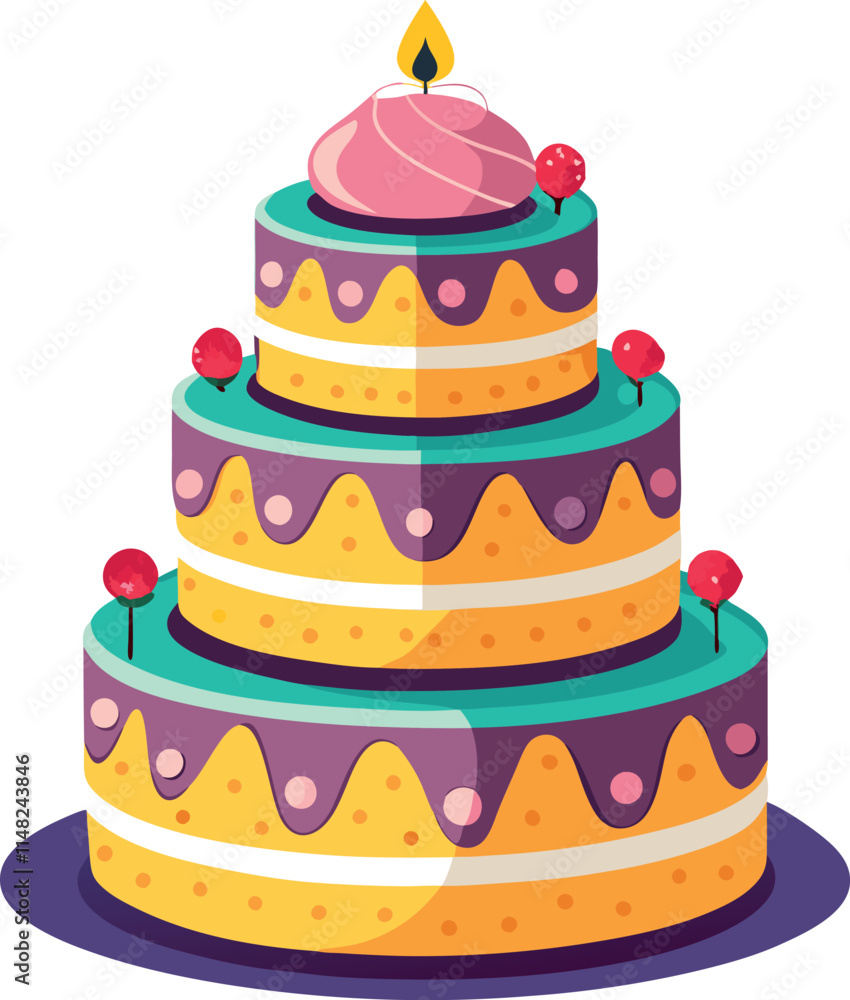 Delicious Strawberry Three Tier Cake for Birthdays Vector Art generated Ai Delicious Strawberry Three Tier Cake for Birthdays Vector Art generated Ai