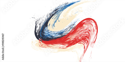 Grunge colorful eddy hand drawn watercolor brush stroke on white background. Decorative beautiful modern isolated design on white background. Grungy textured painted spiral wavy brushstroke