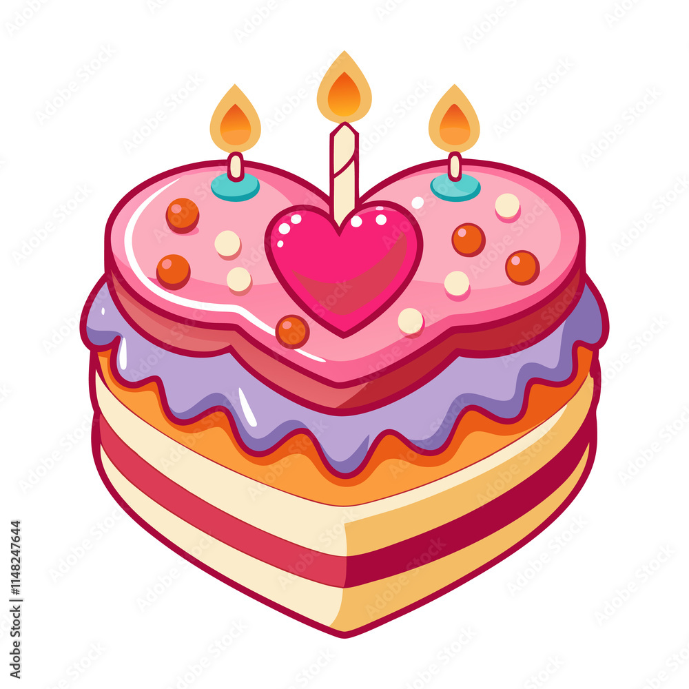 Colorful Cartoon birthday Strawberry hearts cake fruit sweet yummy vector art generated Ai Colorful Cartoon birthday Strawberry hearts cake fruit sweet yummy vector art generated Ai