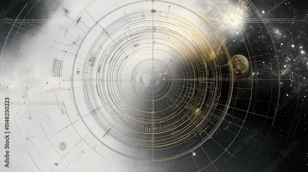 Fototapeta premium Cosmic Patterns and Celestial Elements Design