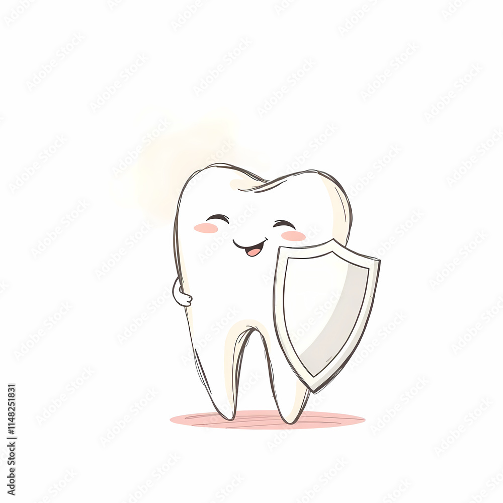 Tooth with a shield in hand Tooth with a shield in hand