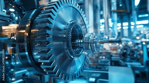 Industrial machinery operation manufacturing plant detailed close-up high-tech environment technical perspective mechanism functionality