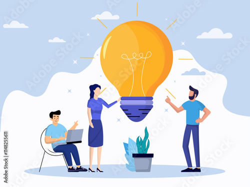 People with big lightbulb idea Creative idea concept