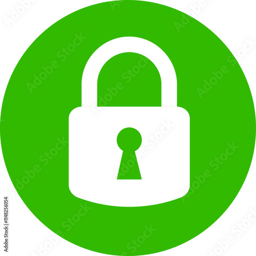 Padlock security icon. Green locked padlock flat vector symbol isolated on transparent background. Safety lock cyber defense protection keyhole sign for apps or website