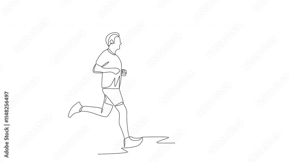 Animated man jogging in car free zone area. Car free zones concept one-line drawing Animated man jogging in car free zone area. Car free zones concept one-line drawing