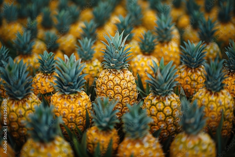 A Field Of Ripe Golden Pineapples Ready For Harvest A Field Of Ripe Golden Pineapples Ready For Harvest