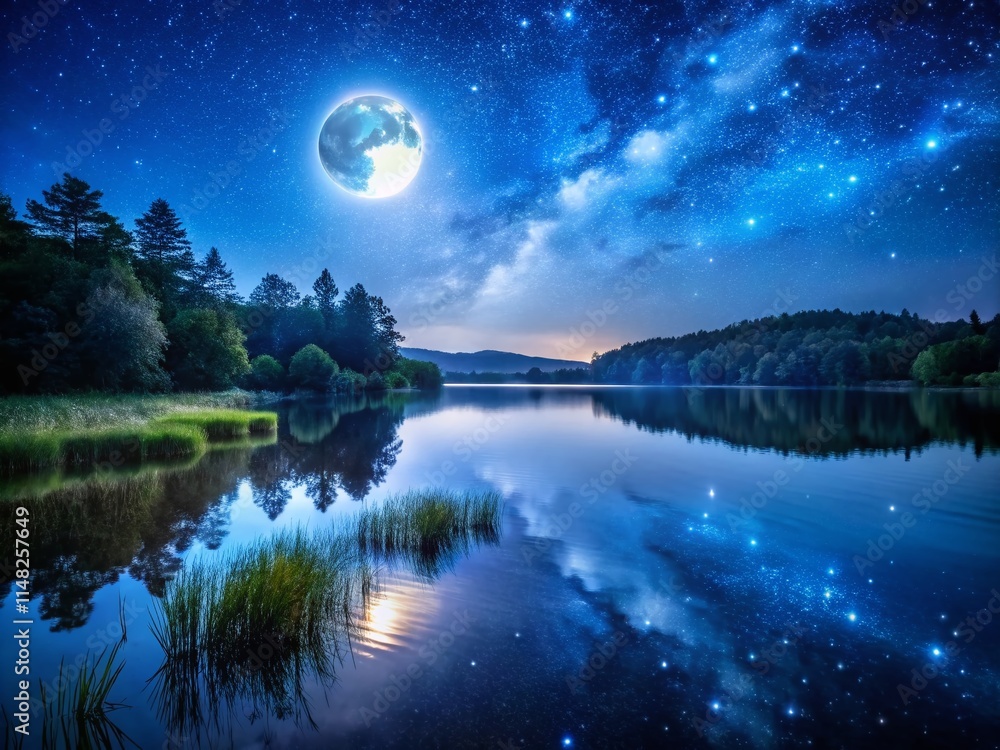 Night Lake Photography: Serene Waters, Starry Reflections, Dark Blue Lake, Moonlit Lake, Peaceful Night Scene, Water Reflection, Calm Lake at Night, Night Landscape Photography Night Lake Photography: Serene Waters, Starry Reflections, Dark Blue Lake, Moonlit Lake, Peaceful Night Scene, Water Reflection, Calm Lake at Night, Night Landscape Photography