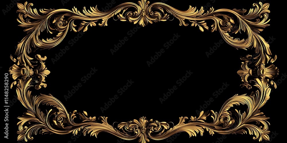 Ornate Golden Baroque Frame Design Element Ornate Golden Baroque Frame Design Element