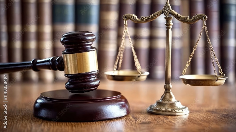 Gavel, scales of justice and law books Gavel, scales of justice and law books
