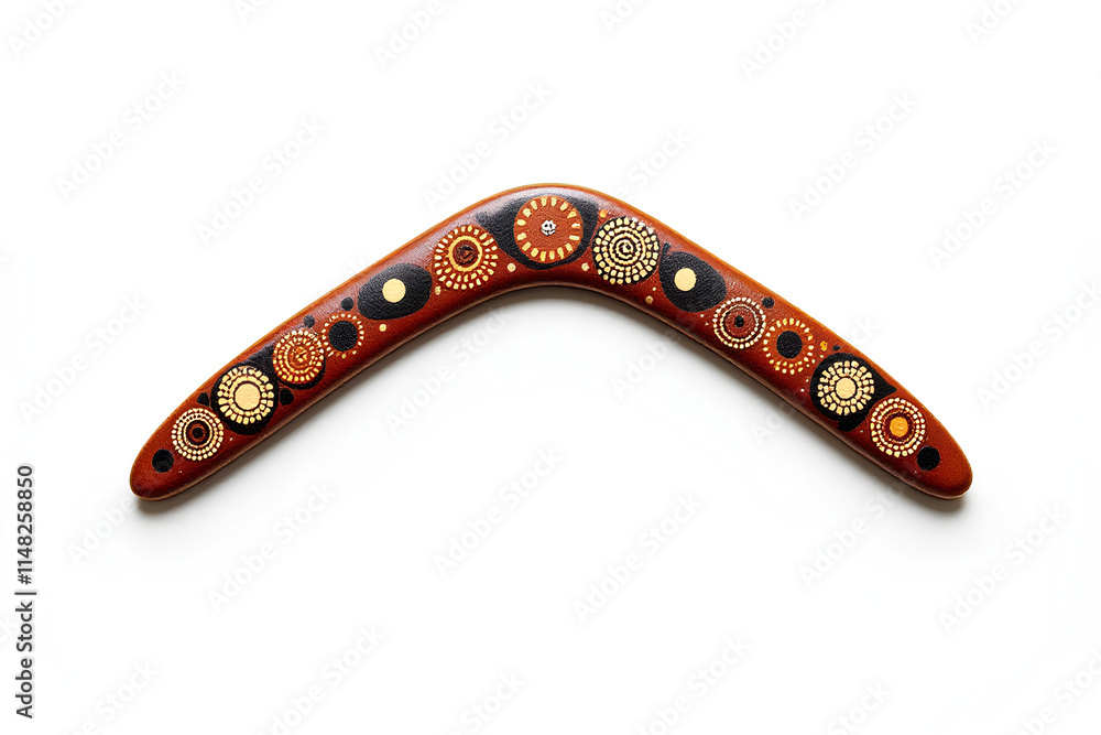 Boomerang with Traditional Aboriginal Dot Painting Boomerang with Traditional Aboriginal Dot Painting