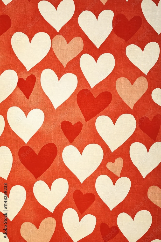 A lively pattern featuring red and white hearts on an orange backdrop, perfect for Valentine's Day or romantic designs. A lively pattern featuring red and white hearts on an orange backdrop, perfect for Valentine's Day or romantic designs.
