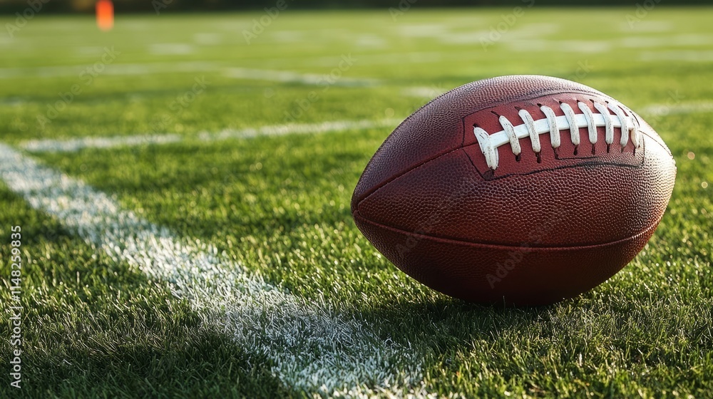 Closeup of American Football on Field, Closeup of American Football on Field,
