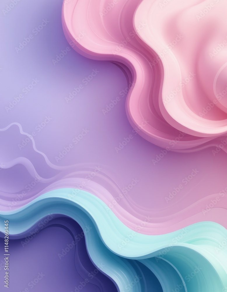 background featuring fluid, organic shapes in pastel tones of lavender, blush pink, and mint green. Subtle shadows and highlights add a sense of depth and flow, ideal for corporate branding background featuring fluid, organic shapes in pastel tones of lavender, blush pink, and mint green. Subtle shadows and highlights add a sense of depth and flow, ideal for corporate branding