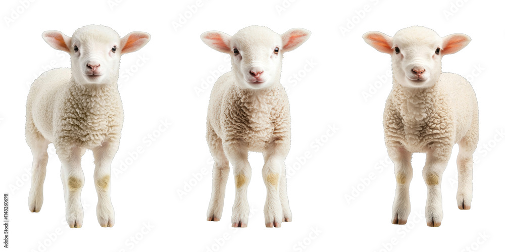 Three adorable baby lambs standing together Three adorable baby lambs standing together