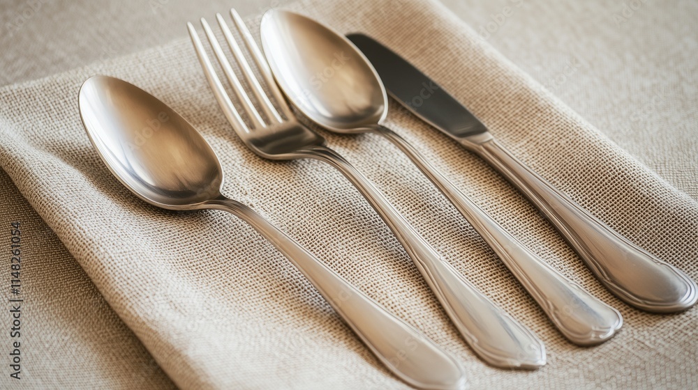 Elegant Cutlery Arrangement on Cloth