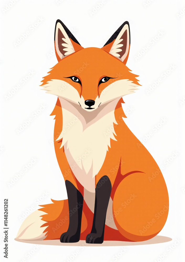Adorable Fox with Fluffy Tail, Stylized 2D Vector Art on White Background
Adorable Fox with Fluffy Tail, Stylized 2D Vector Art on White Background