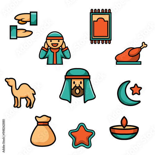 Set of islamic symbols illustration