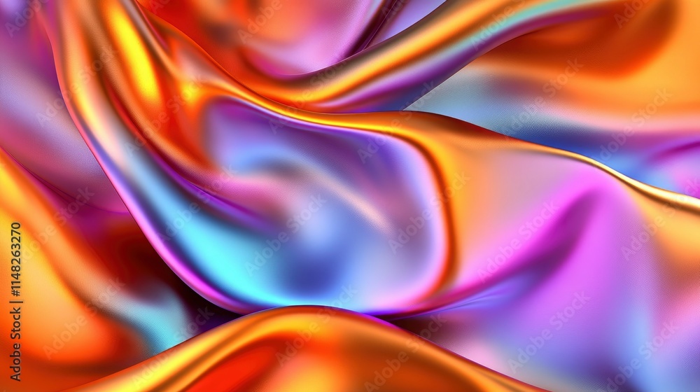 Obraz premium Abstract Iridescent Silk Drape Luxurious Texture and Color Gradient