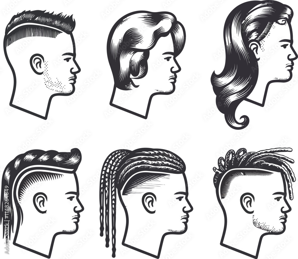male hairstyles vector icons
male hairstyles vector icons
