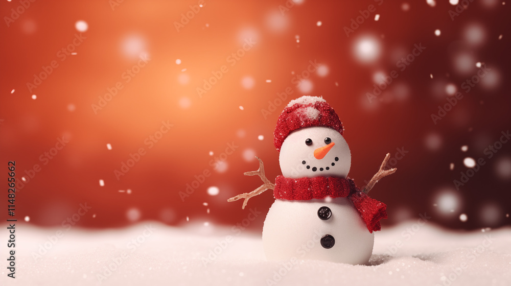Cheerful Snowman in a Festive Winter Wonderland During a Golden Sunset Cheerful Snowman in a Festive Winter Wonderland During a Golden Sunset