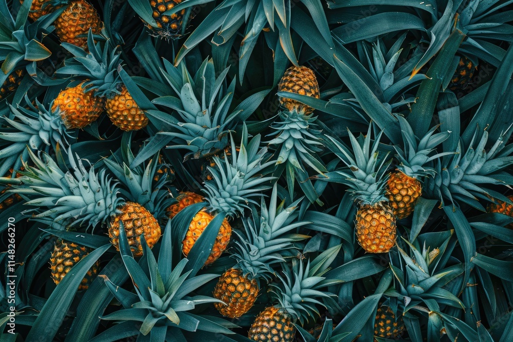Lush Green Pineapple Plants Abundant Harvest Lush Green Pineapple Plants Abundant Harvest