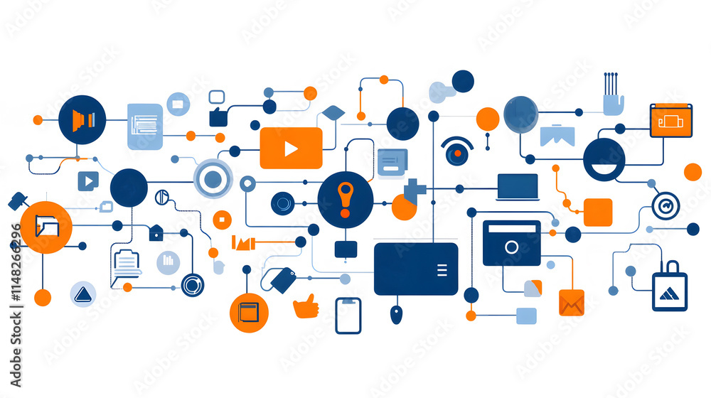 Flat vector illustration of a hybrid work model with employees working remotely and on-site Flat vector illustration of a hybrid work model with employees working remotely and on-site