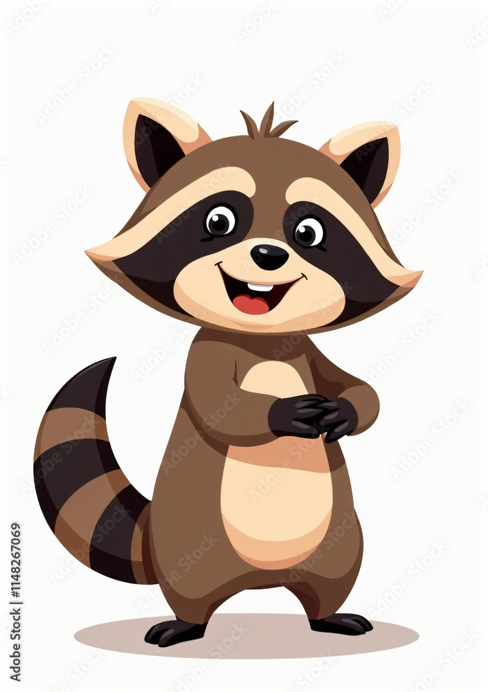 Cute Raccoon with Big Eyes, Cartoon Wild Animal on White Background
Cute Raccoon with Big Eyes, Cartoon Wild Animal on White Background