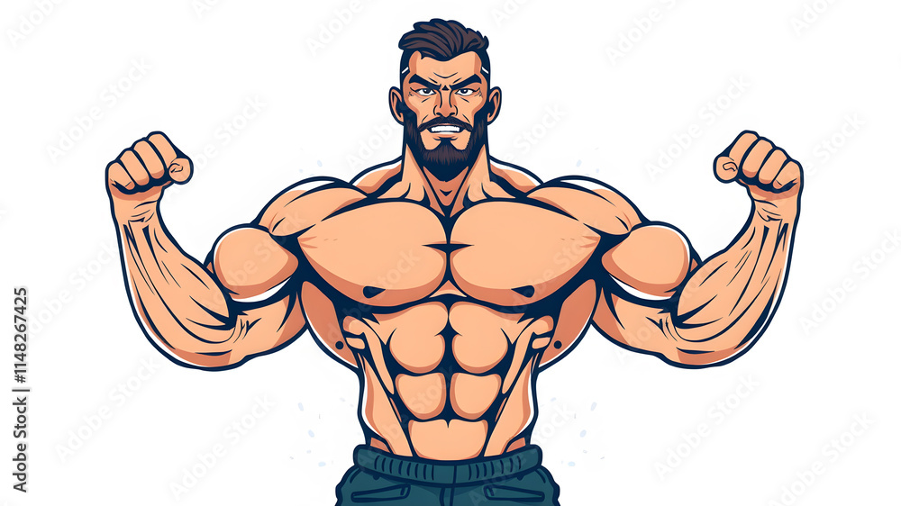 Bodybuilder man illustration. Generative AI Bodybuilder man illustration. Generative AI